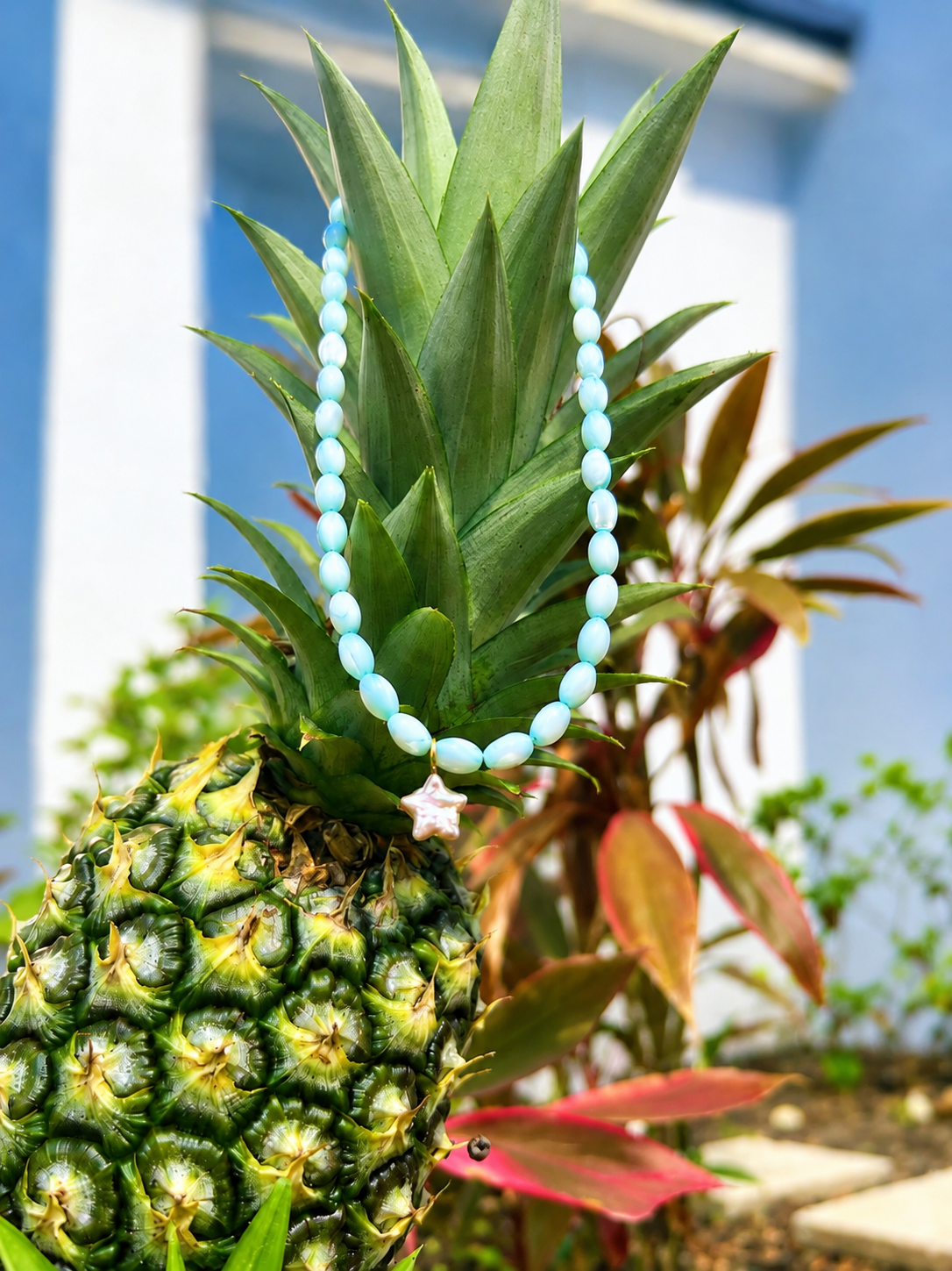 Freshwater Pearl Star - water beaded necklace