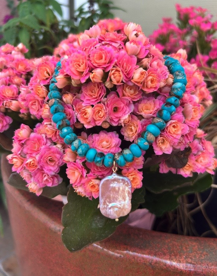 Opal Pendant with Turquoise bracelet